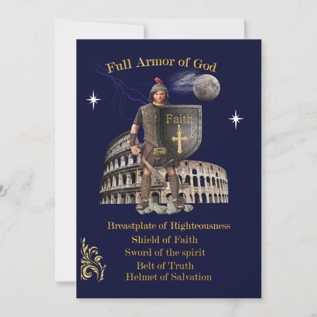 Cartes Pour Fêtes Annuelles Armure complète de DIEU (Devant)