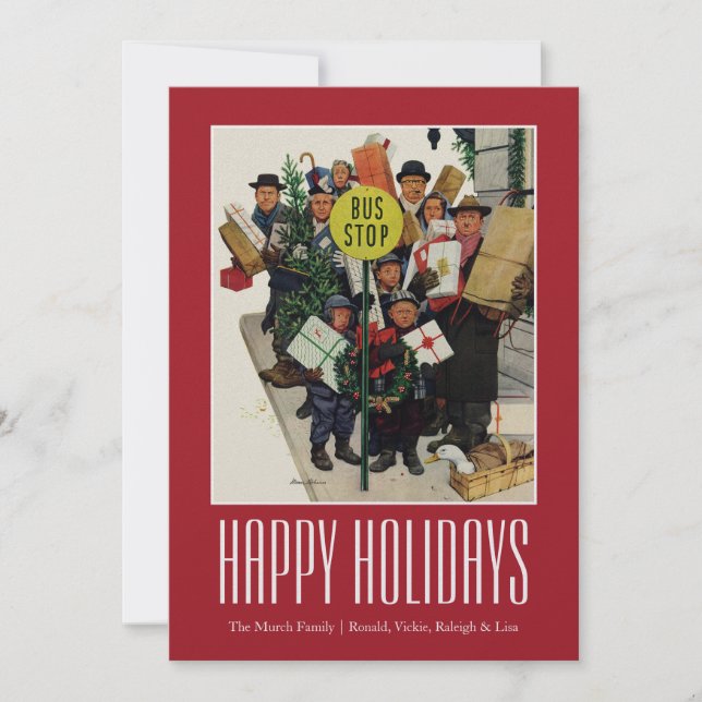 Cartes Pour Fêtes Annuelles Arrêt d'autobus à Noël (Devant)