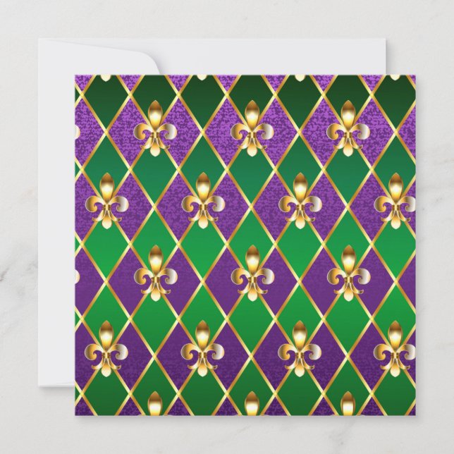 Cartes Pour Fêtes Annuelles Arrière - plan de bijoux Mardi Gras (Devant)