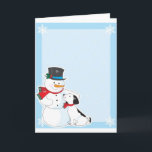 Cartes Pour Fêtes Annuelles Arrière - plan de Snowman<br><div class="desc">Une bordure ou un cadre comportant un bonhomme de neige et son chien dans le coin inférieur gauche. Customisez ce produit avec un nom ou un message pour le rendre vraiment unique</div>