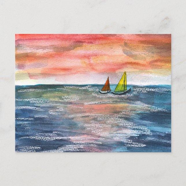Cartes Pour Fêtes Annuelles Arrière-plan de voile Sunset Vibrant (Devant)