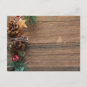 Cartes Pour Fêtes Annuelles arrière - plan en bois avec cônes de pin