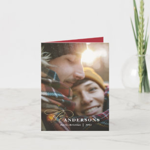 Cartes Pour Fêtes Annuelles Arrière-plan en or rouge plaid 1 photo Noël