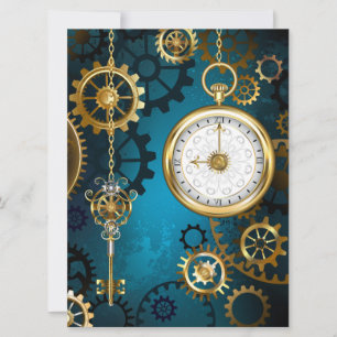 Cartes Pour Fêtes Annuelles Arrière - plan turquoise à vapeur avec engrenages