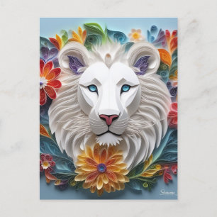 Cartes Pour Fêtes Annuelles Art 3D, tête de lion Ethereal imaginaire concept a