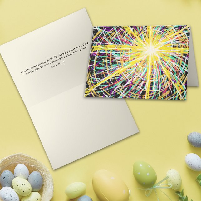 Cartes Pour Fêtes Annuelles Art Abstrait Résurrection Gloire Bible de Pâques V (Easter Resurrection Glory Modern Christian Abstract Art folded Holiday greeting card)