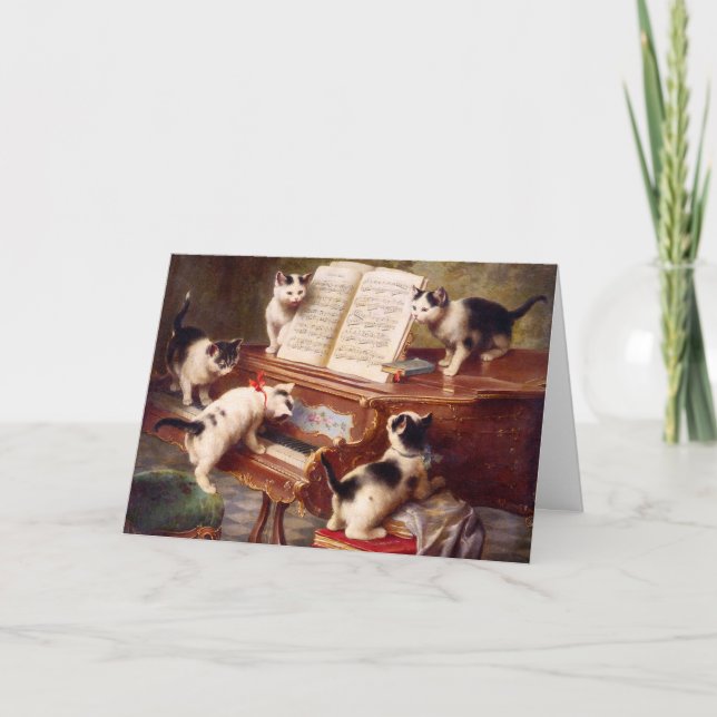 Cartes Pour Fêtes Annuelles Art Chat : Art Vintage Imprimer : Le Kitten's Cons (Devant)