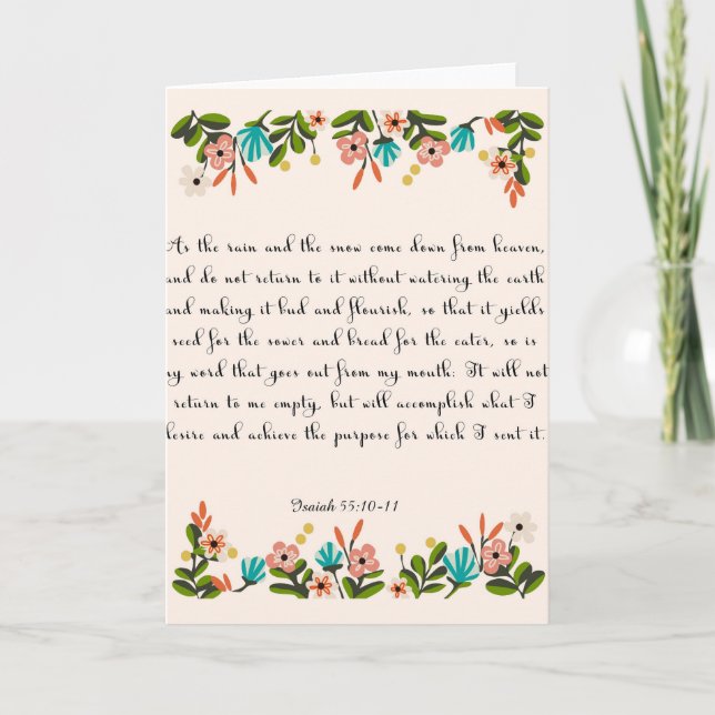 Cartes Pour Fêtes Annuelles Art chrétien de citation - 55:10 d'Isaïe - 11 (Devant)