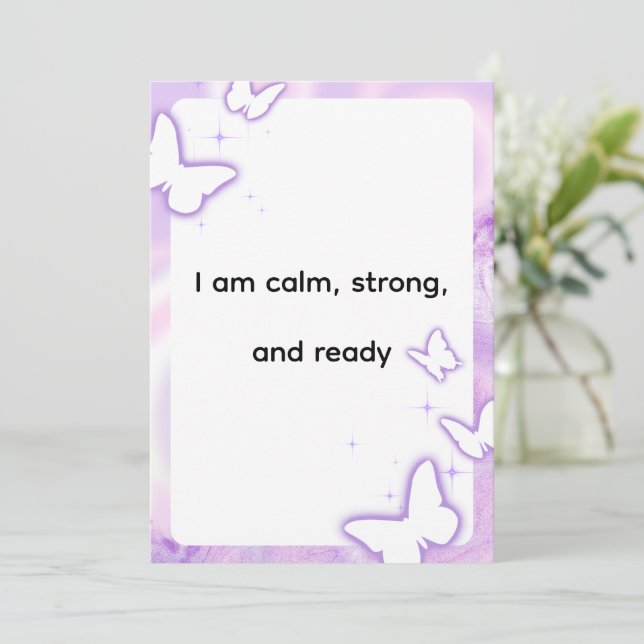 Cartes Pour Fêtes Annuelles Art d'affirmation consciente Papillon Violet (Debout devant)