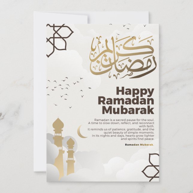 Cartes Pour Fêtes Annuelles Art de calligraphie dorée Ramadan Mubarak (Devant)