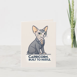 Cartes Pour Fêtes Annuelles Art de Capricorne Zodiaque Chat Sphynx Construit p