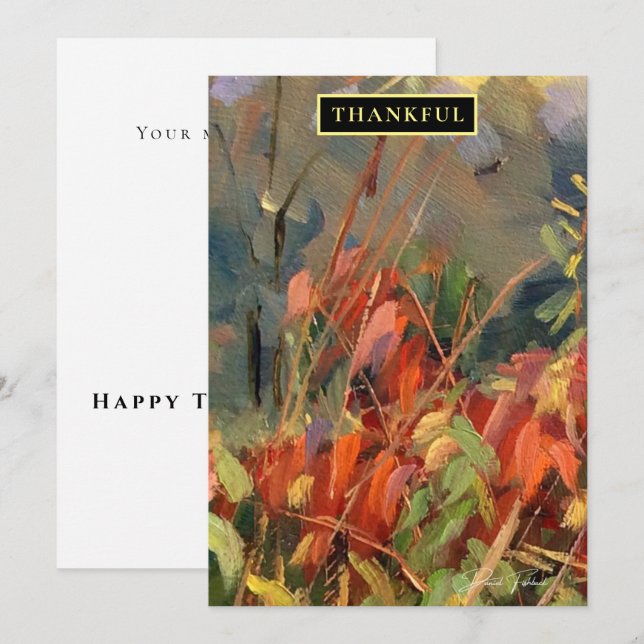 Cartes Pour Fêtes Annuelles Art de la nature rouge orange (Devant / Derrière)