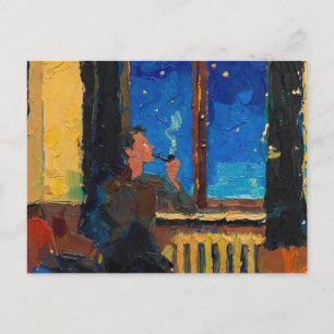 Cartes Pour Fêtes Annuelles Art de la pipe : Nuit à la campagne (Peinture à l'