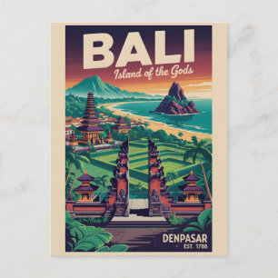 Cartes Pour Fêtes Annuelles Art de l'affiche de voyage rétro de Bali Indonésie