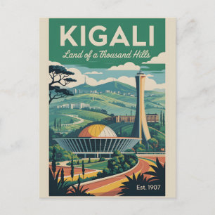 Cartes Pour Fêtes Annuelles Art de l'affiche de voyage rétro de Kigali Rwanda