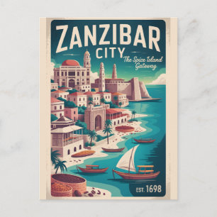 Cartes Pour Fêtes Annuelles Art de l'affiche de voyage rétro de la ville de Za