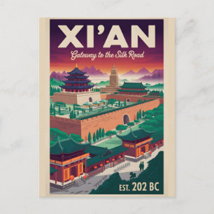 Cartes Pour Fêtes Annuelles Art de l'affiche de voyage rétro de Xi'an Chine