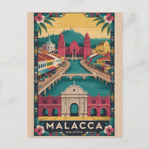 Cartes Pour Fêtes Annuelles Art de l'affiche de voyage rétro Malacca Malaisie