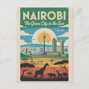 Cartes Pour Fêtes Annuelles Art de l'affiche rétro de voyage à Nairobi Kenya
