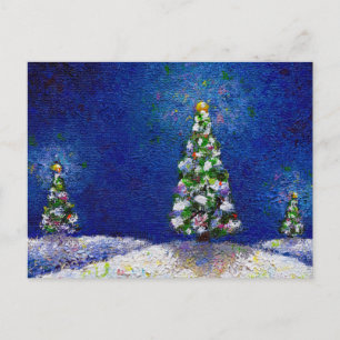 Cartes Pour Fêtes Annuelles Art de Noël amusant arbres colorés peinture origin