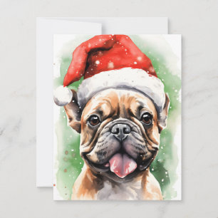 Cartes Pour Fêtes Annuelles Art de peinture de Noël de Bulldog