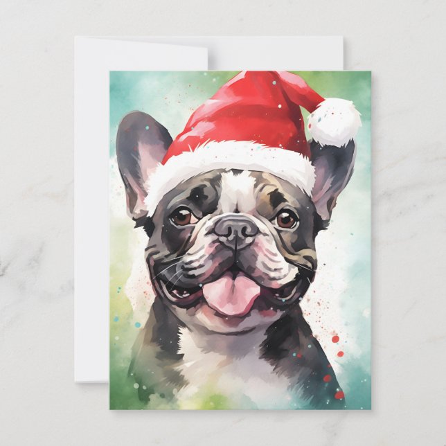 Cartes Pour Fêtes Annuelles Art de peinture de Noël de Bulldog (Devant)