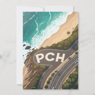 Cartes Pour Fêtes Annuelles Art de voyage aérien de la Pacific Coast Highway