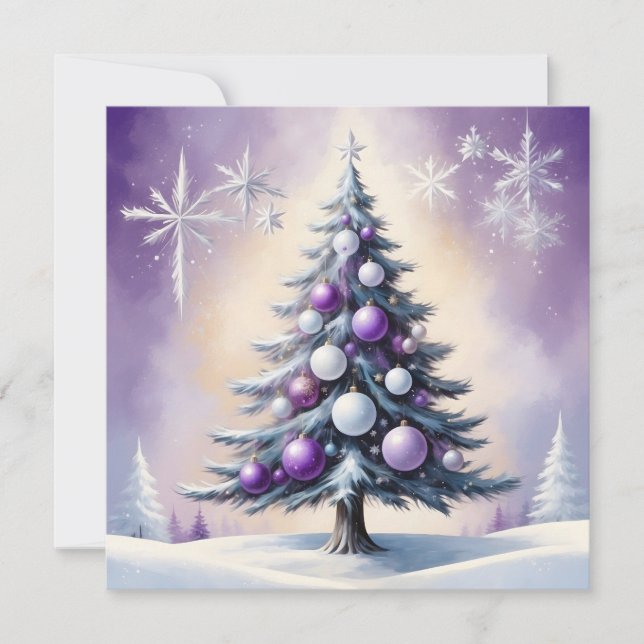 Cartes Pour Fêtes Annuelles Art Deco Christmas Purple and Silver Haze  (Devant)