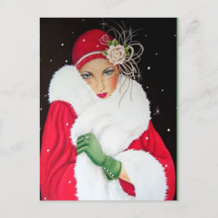 Cartes Pour Fêtes Annuelles Art déco festif rétro vintage dame de Noël