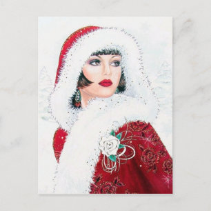 Cartes Pour Fêtes Annuelles Art déco festif rétro vintage dame de Noël