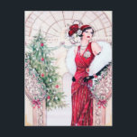 Cartes Pour Fêtes Annuelles Art déco festif rétro vintage dame de Noël<br><div class="desc">Conception par www.etsy.com/Shop/VanityFlairDesigns</div>