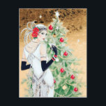 Cartes Pour Fêtes Annuelles Art déco festif rétro vintage dame de Noël<br><div class="desc">conception par www.etsy.com/Shop/VanityFlairDesigns</div>