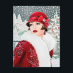 Cartes Pour Fêtes Annuelles Art déco festif rétro vintage dame de Noël<br><div class="desc">conception par www.etsy.com/Shop/VanityFlairDesigns</div>