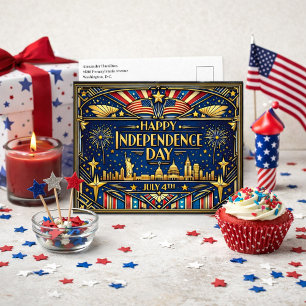 Cartes Pour Fêtes Annuelles Art Déco Fête de l'Indépendance Patriotique