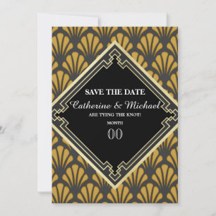 Cartes Pour Fêtes Annuelles Art Déco Gatsby vingtaine vintage or noir chic