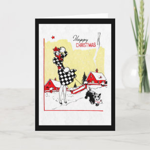Cartes Pour Fêtes Annuelles Art Déco Girl et Scotty Dog