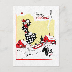 Cartes Pour Fêtes Annuelles Art Déco Girl et Scotty Dog