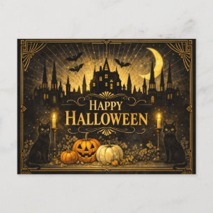 Cartes Pour Fêtes Annuelles Art déco Halloween noir et or