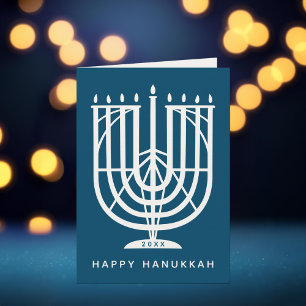 Cartes Pour Fêtes Annuelles Art Déco Hanukkiah Menorah Joyeux Noël Hanoukka