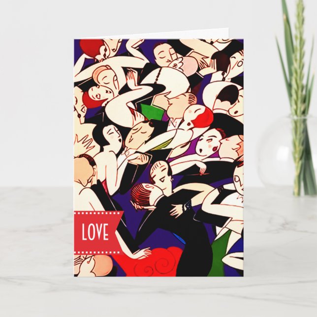 Cartes Pour Fêtes Annuelles Art déco Heureuse Sainte-Valentin (Devant)