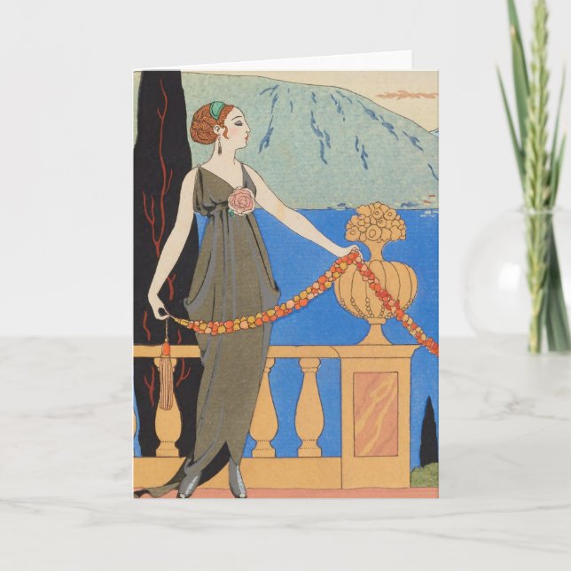 Cartes Pour Fêtes Annuelles Art Deco Lady (Devant)