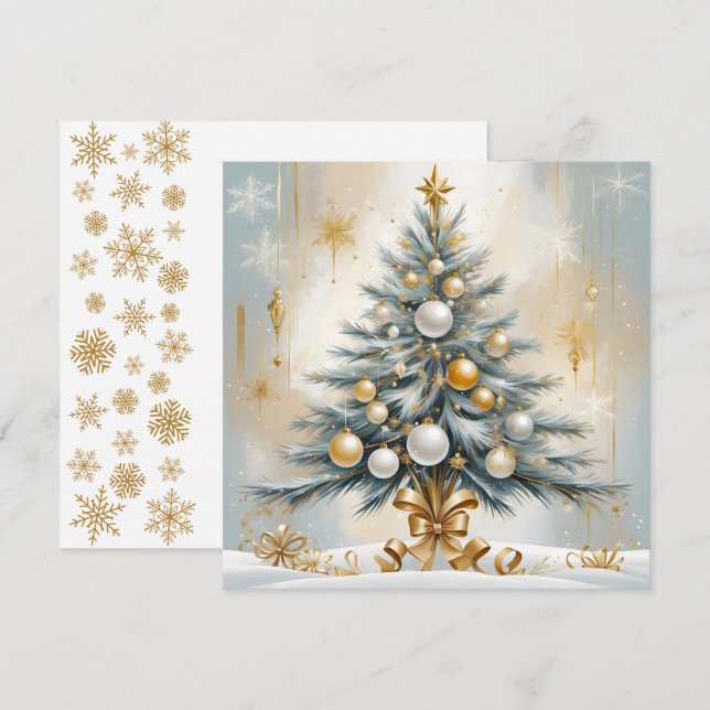 Cartes Pour Fêtes Annuelles Art Déco Luxueux Noël Ornements dorés Vaches (Devant / Derrière)