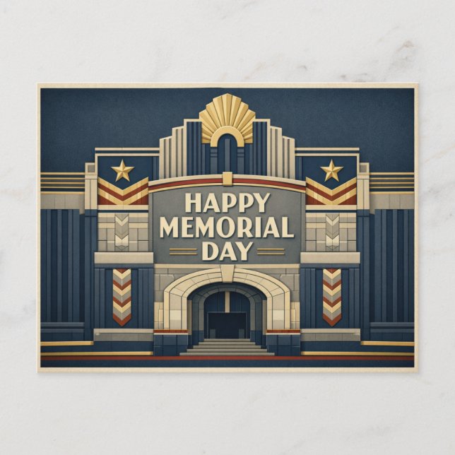 Cartes Pour Fêtes Annuelles Art Deco Patriotic Architecture Memorial Day (Devant)