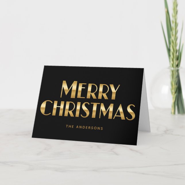 Cartes Pour Fêtes Annuelles Art Deco Retro Script Merry Christmas (Devant)