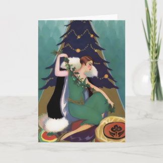 Cartes Pour Fêtes Annuelles Art Deco Xmas, Pascaline à Teal, Gold and Navy