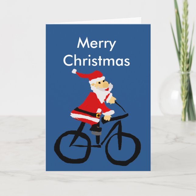 Cartes Pour Fêtes Annuelles Art drôle de Noël de bicyclette d'équitation du (Devant)