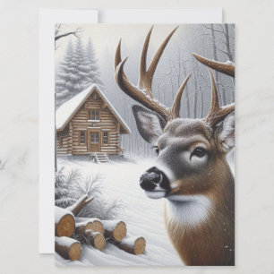 Cartes Pour Fêtes Annuelles Art du cerf/buck d'hiver