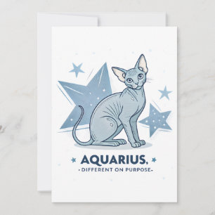 Cartes Pour Fêtes Annuelles Art du zodiaque Verseau Chat Sphynx Different Purp