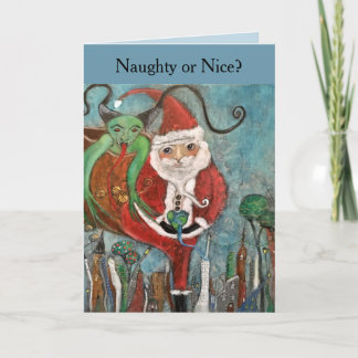 Cartes Pour Fêtes Annuelles Art fantaisiste Noël méchant ou gentil