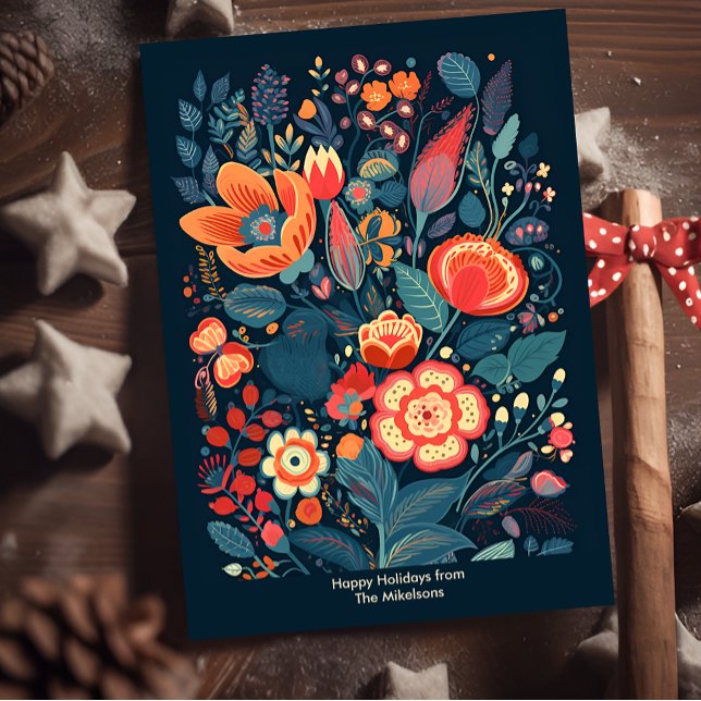 Cartes Pour Fêtes Annuelles Art floral de Noël, forêt profonde verte de fêtes (Créateur téléchargé)